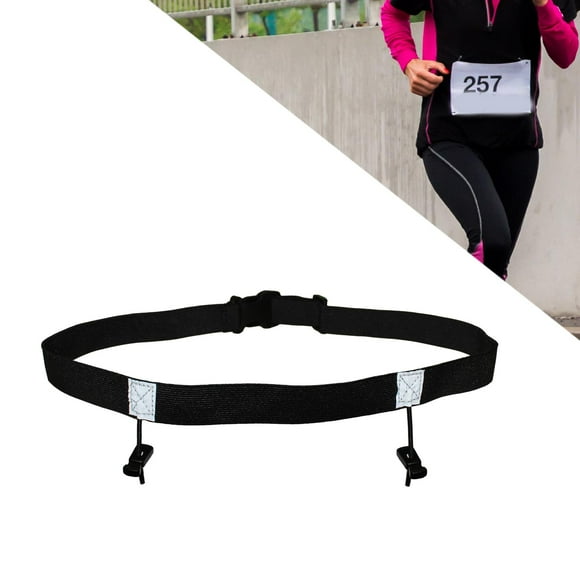 DYNWAVECA Cycling Race Number Belt Run Belt Reflective Waist Pack Bib Holder Day Belt Runner Bib Strap for Women Men Adults Motorcycle