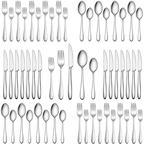 Ensemble de Couverts, Ensemble de Coutellerie 40 Pcs, Ensemble de Vaisselle en Acier Inoxydable Wildone pour 8, Comprend Couteaux/fourchettes/cuillères à Vaisselle, Fini Miroir, Va au Lave-Vaisselle