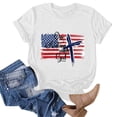 thumbnail image 3 of Hauts d'Été Grande Taille pour Femmes Hauts d'Été Tendance pour Femmes Imprimé de la Fête de l'Indépendance Vacances Manches Courtes Col Rond Décontracté Coupe Ample T-Shirts Graphiques Col en V T-Shirt Femme en Liquidation, 3 of 4
