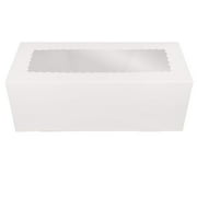 OCreme White Rectangular Cake Box 14 Inch x 6 Inch x 5 Inch High with Scalloped Window - Pack of 25