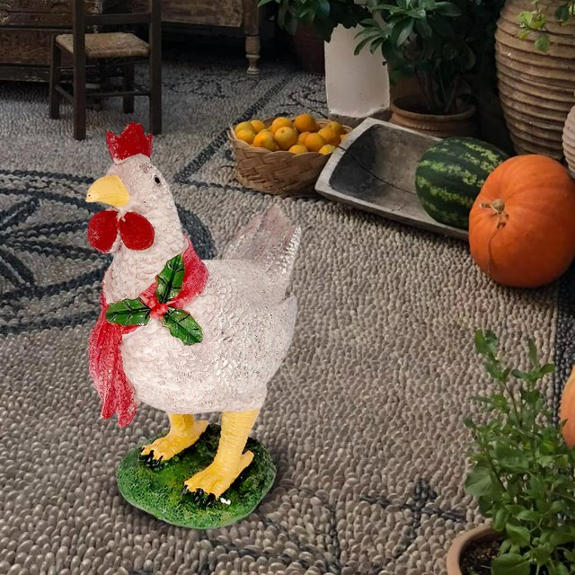 Linterna de pollo iluminada, estatuas navideñas de resina, decoración, estacas de jardín decorativas, accesorio navideño, linterna de pollo ligera par Grande sin luz Baoblaze Pollo Iluminado