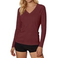 thumbnail image 2 of Pounoo Women's Sun Protection Tops V Neck Long Sleeve Side Ruched UV Protection Shirts Casual Lightweight Tunics Gift, 2 of 6