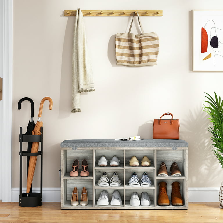 Oyang Shoe Bench Entryway with Storage, Shoe Rack Bench with Cushion, Cubby  Seat Shoe Cabinet, 3-Tier Adjustable Shelf 