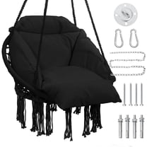 YEXJ Hammock Hanging Swinging Chair with Oversized Cushion, Perfect for Bedroom, Porch, Kids, Adults, Balcony-Ordinary Style2-black