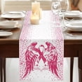 thumbnail image 3 of Table Runners 70 Inches Long Dress Scarves, Pink Ribbon Farmhouse Coffee/Dining/Kitchen Table Decor, Holiday Table Runner, Wings Romantic Love Heart Flowers Vintage 13x70 Inch, 3 of 9