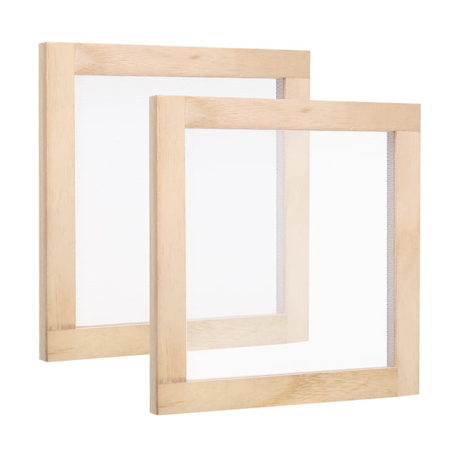 Unique Bargains 7.9'x7.9' Wooden Paper Making Screen Papermaking Frame Mould, Natural Color 2 Pack