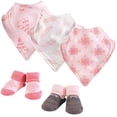 thumbnail image 2 of Yoga Sprout Baby Girl Cotton Bandana Bibs and Socks 5pk, Feather, One Size, 2 of 2