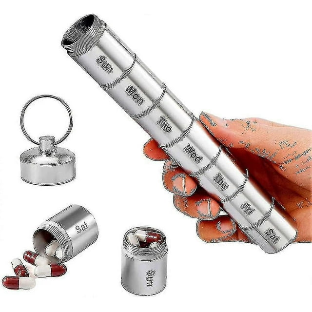 Metal Pill Box Waterproof Medicine Case 7 Day Aluminum Alloy Pill Case Medicine Bottle