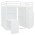 thumbnail image 6 of Full Size Loft Bed with Wardrobe, Wood Full Loft Bed with Desk and Storage Staircase, Loft Bed Frame with Bookcase, No Box Spring Needed, White, 6 of 9