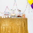thumbnail image 3 of PiccoCasa Polyester Square Gold Sequin Tablecloth for Party Wedding 90"x90" Gold, 3 of 7