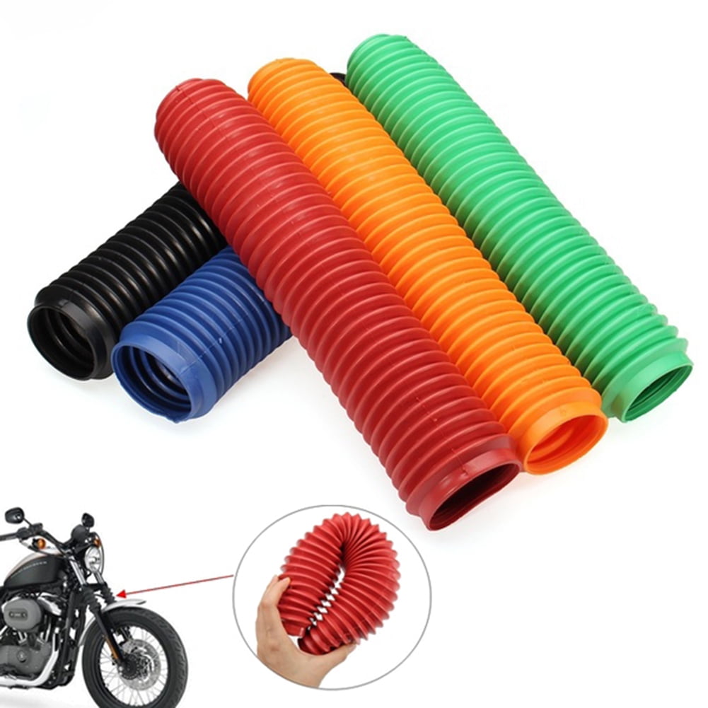 Farfi 2pcs Motorcycle Rubber Gaiter Front Fork Boot Cover Shock Dust Guard Protector, Green