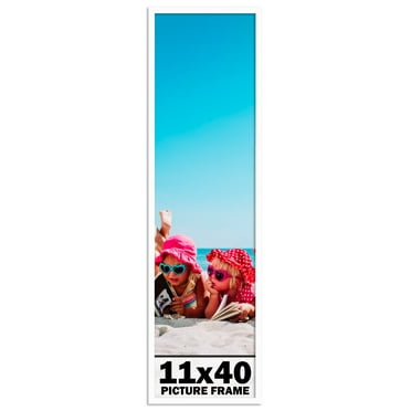 11x40 Frame White Solid Wood Picture Frame Includes UV Acrylic Shatter Guard Front, Acid Free Foam