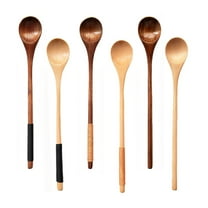 6 Pieces Kitchen Wooden Cooking Spoon Solid Wood Serving Spoons for Mixing Stirring Kitchen Utensils Wooden Tableware