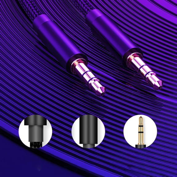 Opvise Audio Cable 3.5mm AUX Aluminum Alloy Male to Male Auxiliary Cord for PC