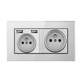 thumbnail image 2 of Wall Outlet,2.1A USB Wall Outlet Charger 16A socket,receptacle Plug Electrical USB Outlet port,Charging Power Outlet with USB Ports panel,French Electrical Sockets Dual USB Charger Gray perfecl Toma de pared, 2 of 8