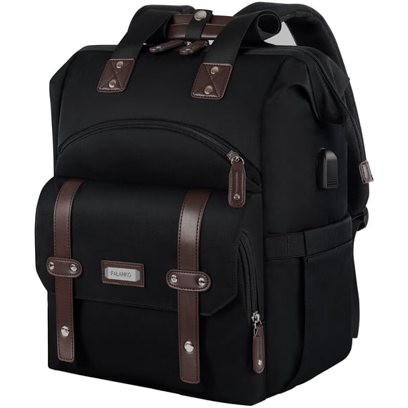 Mochila para portátil FALANKO para mujer de 15.6 pulgadas con puerto USB negra