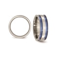 thumbnail image 3 of Gem & Harmony Titanuim Blue Adonized Double Grove 8.5mm Band Ring for Men, 3 of 6