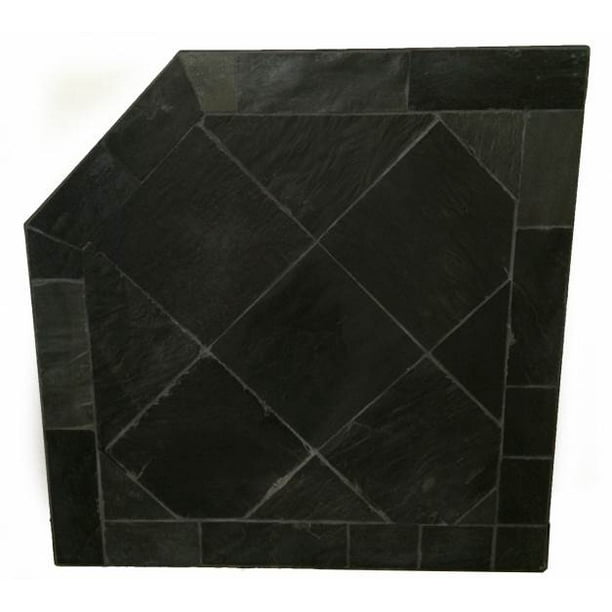 Corner Pad Hearth Safe Extension in Black Slate Stone