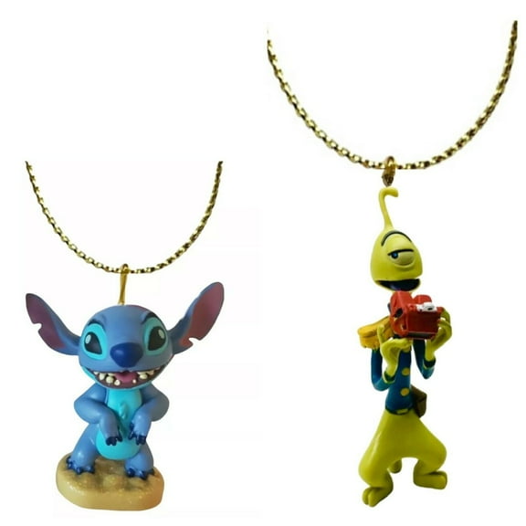 Alien Blue Stitch & Pleakley Ornament 2pc Set PVC Figure Figurine Charm Lilo Dog