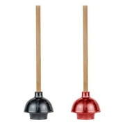 1 Toilet Plunger 19L Wooden Handle Heavy Duty Rubber Flange Pump Declogger Sink