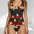 thumbnail image 2 of CLOISE Swimsuit One Piece Women Fourth of July Full Coverage Bathing Suit Red White Blue Print Swimwear Backless USA Themed Beachwear, 2 of 4