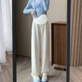 Xeyise Pregnant Women Pants High Waist Elastic Band Straight Wide Leg