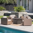 thumbnail image 6 of Noble House Puerta Outdoor Swivel Club Chair and Fire Pit Set in Brown, 6 of 11