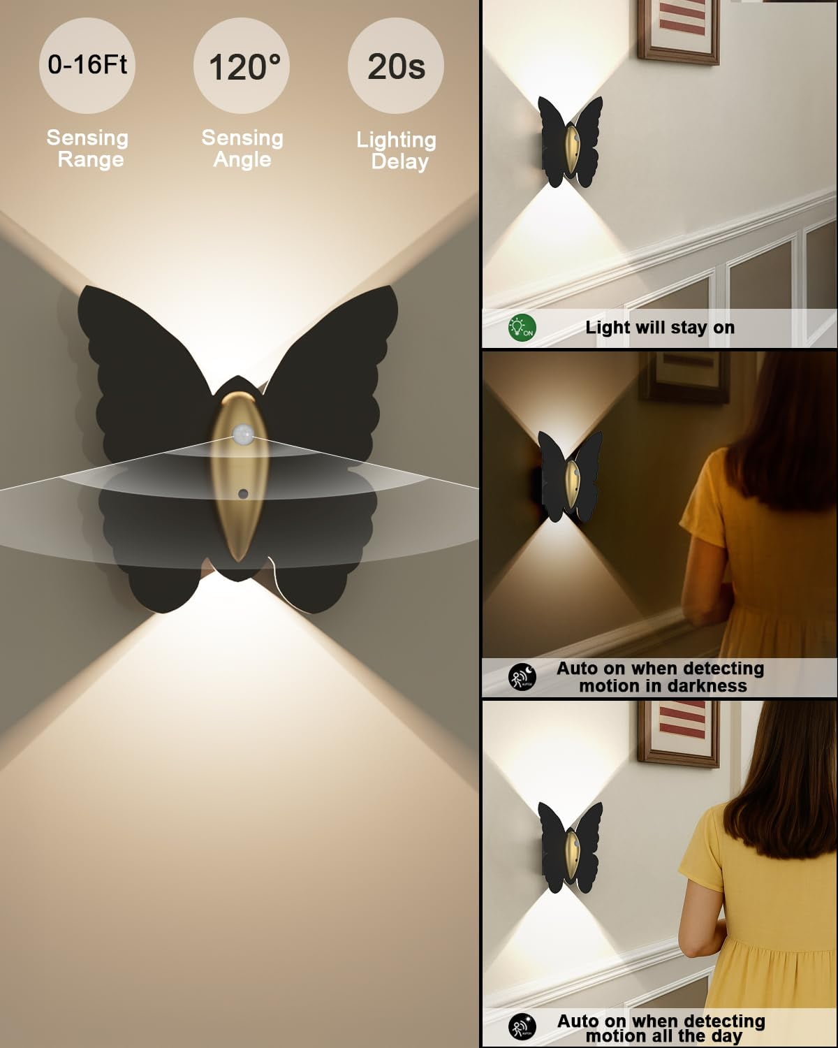 Wall Lamp，2 Pack Rechargeable Motion Sensor Night Light Wireless Wall Sconces Magnetic Closet Lights Stair Light Indoor Up and Down Wall Lamp for Bedroom Hallway