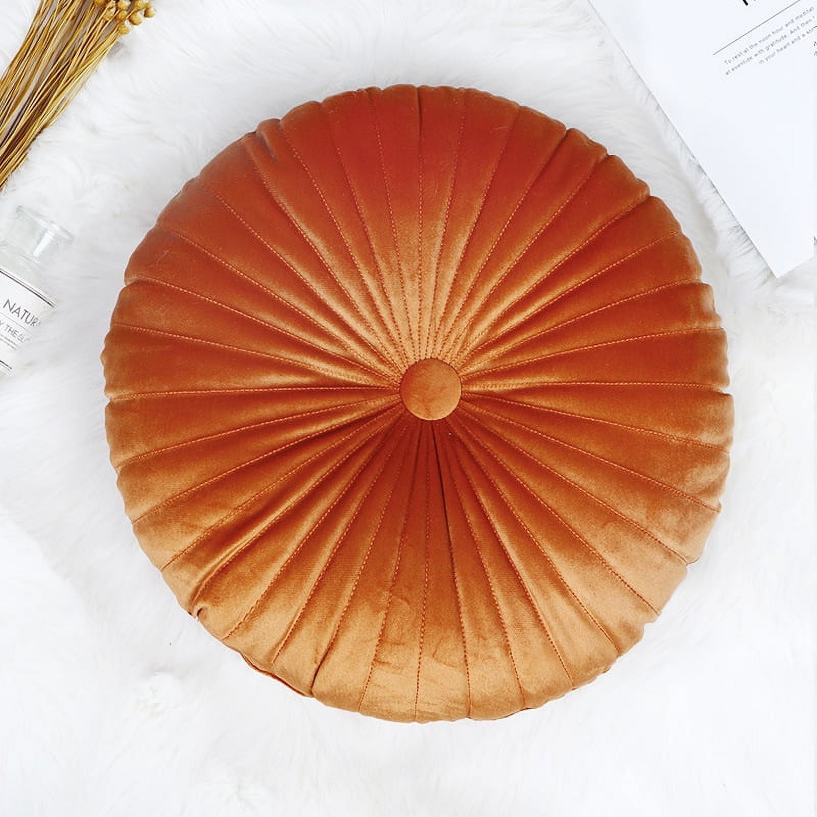 Jinsinto Round Pillow Inch Velvet Decorative Round Floor Pillows Small Pumpkin Pillow Cushion for Living Room Sofa Bed Orange Walmart