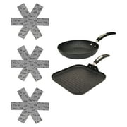 The Rock by Starfrit 10 inch Aluminum Pan, 11 inch Fry Pan and, Pot Protectors Kit