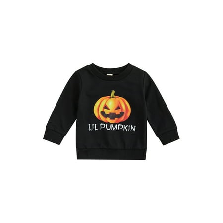 

Toddler Baby Girl Boy Halloween Pumpkin Sweatshirt Long Sleeve Crewneck Sweater Infant Pullover T-Shirt Tops