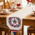 thumbnail image 2 of Patriotic American Flag Table Runner Linen Burlap Table Runner 70 Inches Long Blue Red Flowers Wreath Retro Beige Dresser Scarves for Kitchen Island Coffee Dining Room Party Wedding Decor 13"x70", 2 of 8