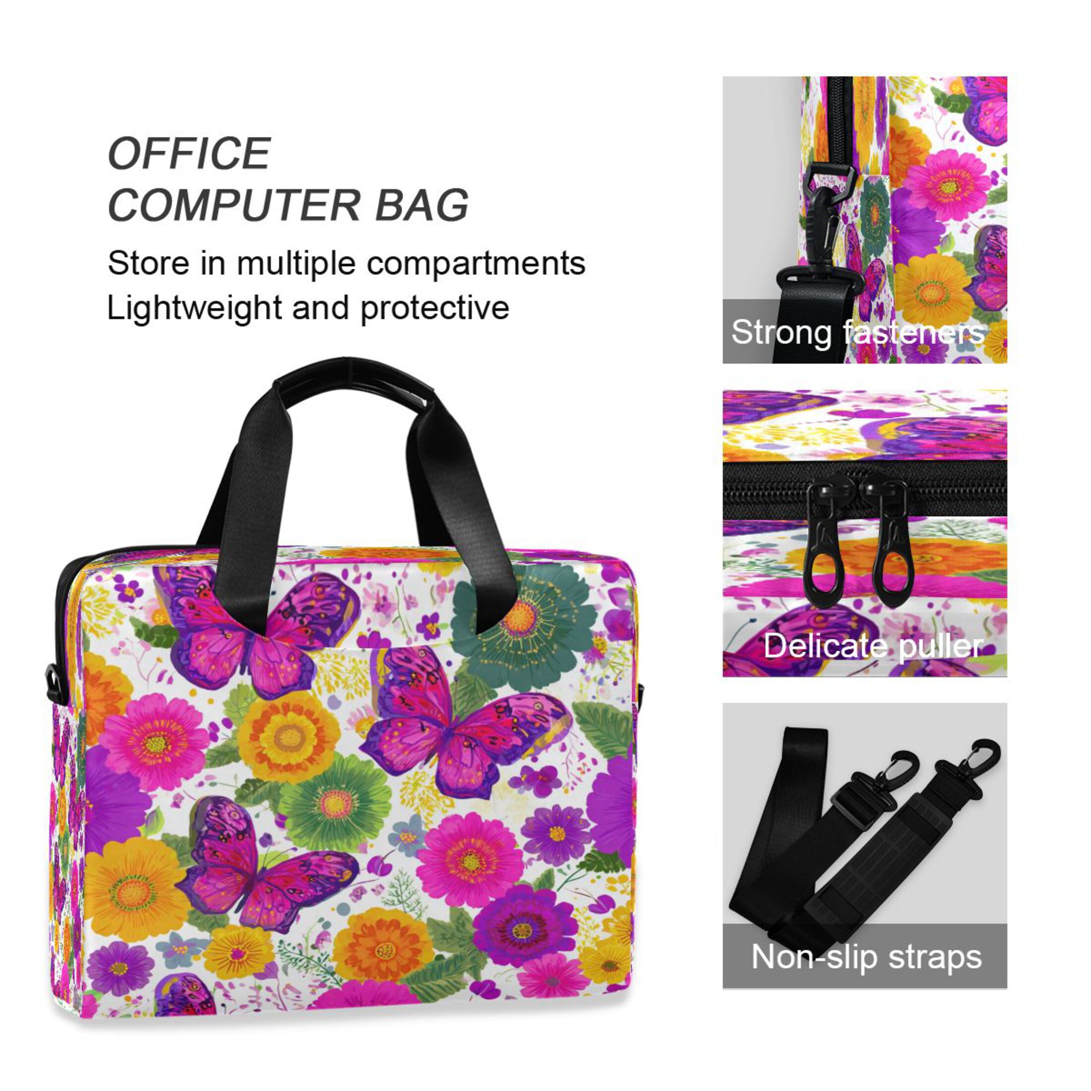 Laptop Bag Laptop Briefcase 15.7 x 3 x 11.8 Inches Laptop Bag Briefcases Laptop Storage Travel Laptop Bag Work Laptop Bag Vibrant Butterflies