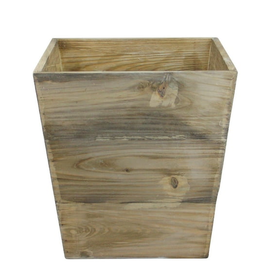 13.75" Country Rustic Natural Wood Storage Bin Container