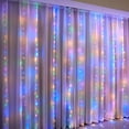 thumbnail image 5 of Cortina de luces LED RGB de 3 x 3/2/1 m, decoración navideña, para casa, dormitorio, boda, guirnalda de hadas, lámpara con enchufe USB y control remoto, 5 of 5