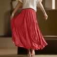 thumbnail image 6 of NANAIQ Maxi Skirts for Women 2025 - Long Flowy Pleated Pure Color Skirt, Casual Soft Casual Beach Skirt, Spring Summer Trendy Skirts for Women Daily Wear Red XL, 6 of 9