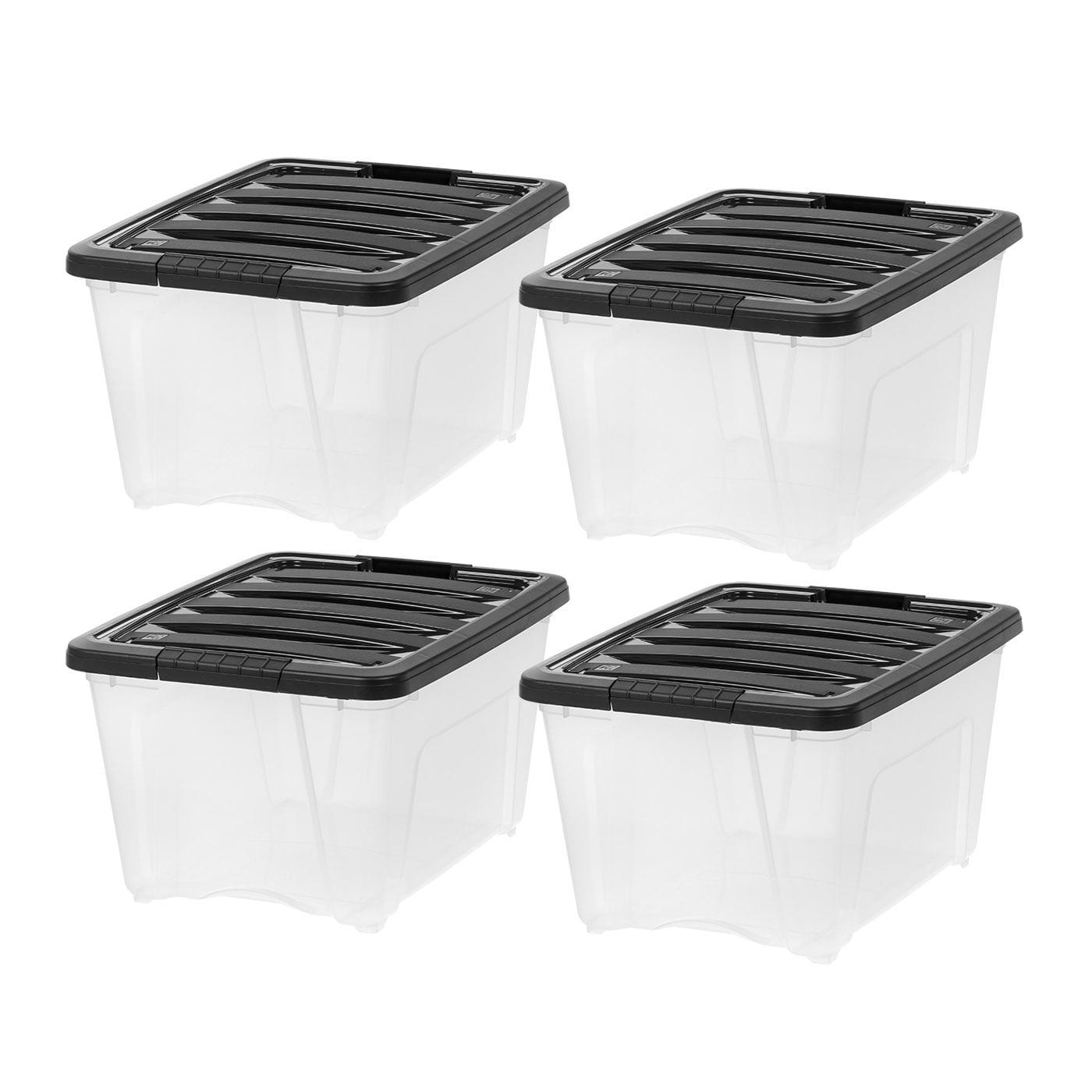 IRIS USA 4 Pack 32qt Clear View Plastic Storage Bin with Lid and Secure ...