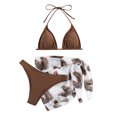thumbnail image 3 of Efsteb Womens High Waisted Bikini Sets V Neck Bathing Suit Bikini Print Summer Beach Two Piece Swimsuits High Waist Swimwear (Coffee,XL), 3 of 7
