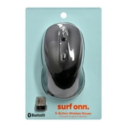 onn 5-Button Wireless Bluetooth Ambidextrous Mouse, USB-A Nano Receiver, Black