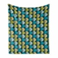 thumbnail image 1 of Abstract Soft Flannel Fleece Throw Blanket, Dots Arrangement Circles Repeating, Cozy Plush for Indoor and Outdoor Use, 70" x 90", Dark Teal Multicolor, by Ambesonne, 1 of 5