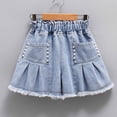thumbnail image 2 of ZCFZJW Baby Little Girls Boys Jeans Shorts,Thin Colorful Buttons Elastic Waist Ripped Frayed Raw Hem Simple Design Cute Summer Denim Pants #03-Blue 8-9 Years, 2 of 9