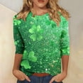 thumbnail image 2 of Lenpel St. Patrick's Day Outfits for Women Fashion Printed Crew Neck 3/4 Sleeve Tunic Tops Casual Spring Summer Shirts, 2 of 5