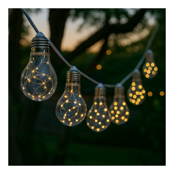 Mainstays Solar LED Bulb String Light with 10 Lights - Warm White