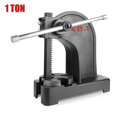 Black 1 Ton Arbor Press,  Punch Press Machine with 3 Drifts, Cast Iron Heavy duty Manual Arbor Press  For Riveting and Punching Holes