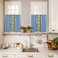 thumbnail image 3 of 3 Piece Kitchen Curtains and Valances Set Blue Stripes Lemon Cafe Curtains 36 Inch Length Spring Fruit Flowers Leaves Line Valance & Tier Curtain for Living Room Bedroom Window 54"x18"+27"x36"*2, 3 of 6
