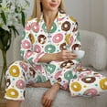 thumbnail image 5 of KLL Colorful Donuts Print Women's Long Sleeve Pajamas with Pants Sleepwear Loungewear 2 Set-X-Large, 5 of 7