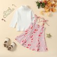 thumbnail image 3 of Okbabeha Kids Toddler Little Girl Christmas Dress Ribbed Sweater Tops+Graffiti Overall Skirt Set Teen Girl Big Girl Xmas Outfits, 3 of 7