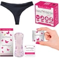 thumbnail image 1 of PANTY FRESH Panties To-Go Pocket Size Seamless Underwear Thong + Wipe + Liner 4in1 Feminine Hygiene Kit (Black, Large) 1, 1 of 2