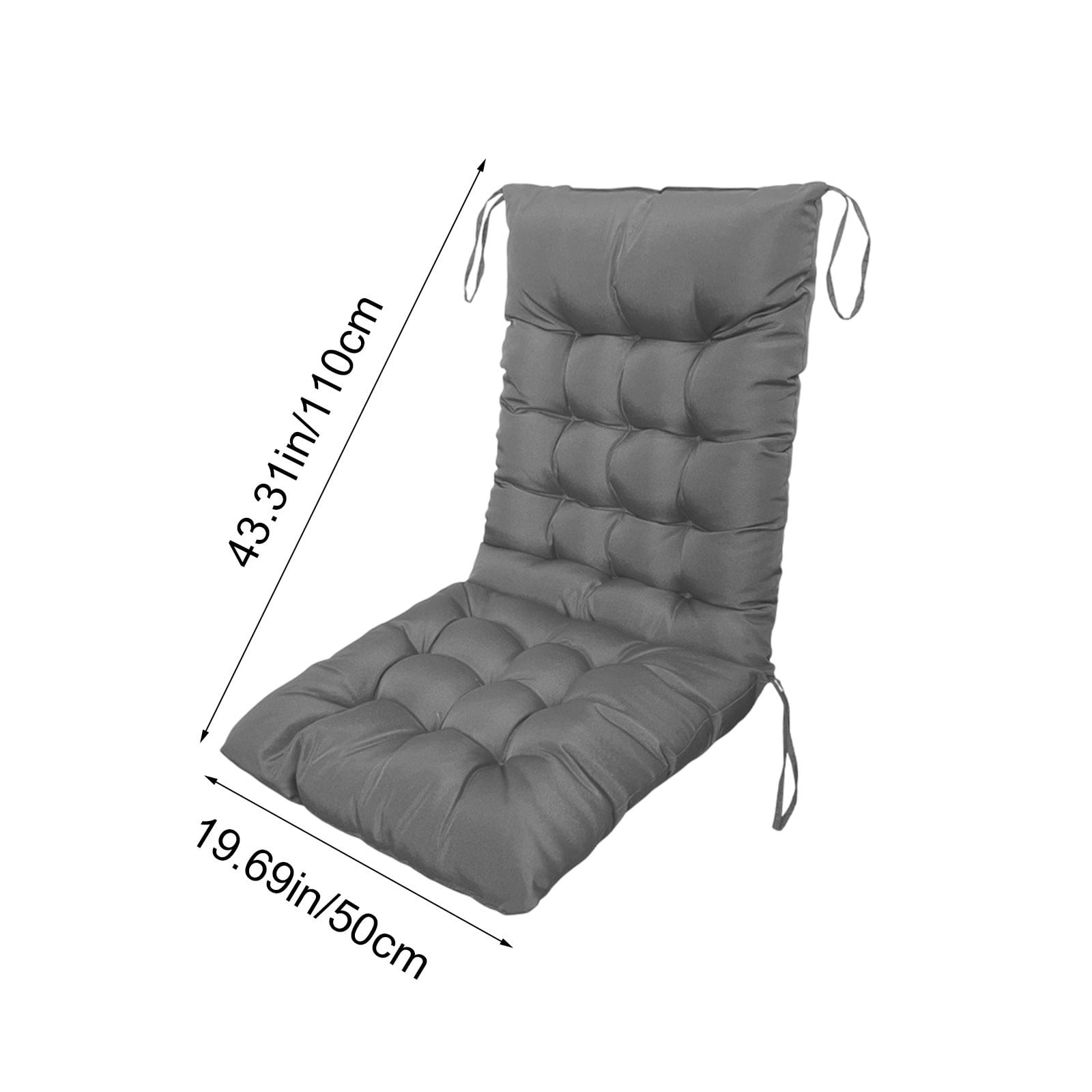 EazyTech High Back Seat Cushion for Indoor Outdoor, One-Piece Rocking Chair Cushions Lounger Chair Pad for Garden Patio Office Dorm Chair Gray