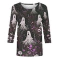 thumbnail image 5 of GERsome Women's Halloween 3/4 Sleeve Shirts Elbow Crew Neck Womens Tee Shirts Plus Size Half Sleeve Halloween Graphic Tops Clearance Blouse for Women Size XXXL, 5 of 5